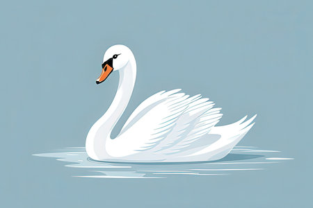 Swan on the water. Vector illustration of a white swan.の写真素材