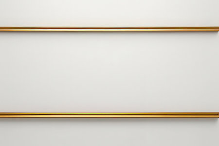 Golden frame on a white wall. 3d rendering, mock upの写真素材