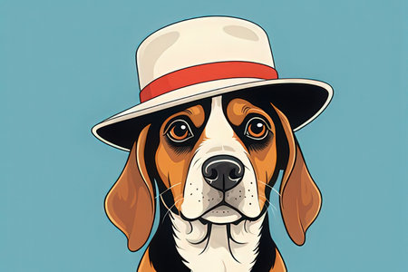 Portrait of a Beagle in a hat. Vector illustration.の写真素材