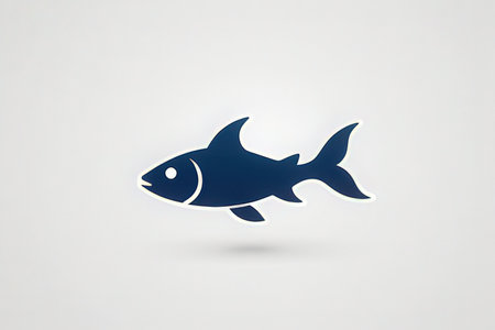 Fish icon isolated on white background. 3d illustration, 3d renderの写真素材