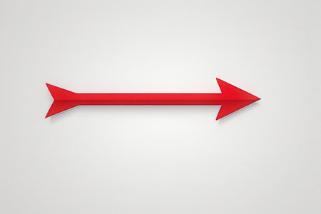 3d rendering of a red arrow pointing to the right on a white background
