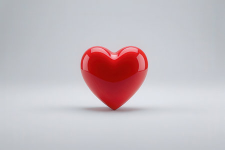 Red heart on a white background. 3d rendering, 3d illustration.の写真素材