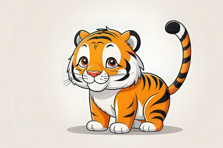 Cartoon tiger on a light background. Vector illustration for your designの写真素材