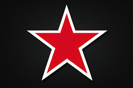 Red star on a black background. 3d rendering, 3d illustration.の写真素材