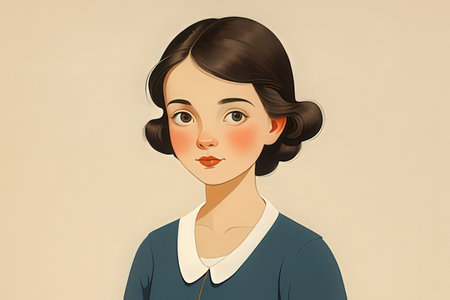 Portrait of a beautiful young woman on a light background. Vector illustration.の写真素材