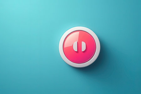 3d rendering of a red power button on a turquoise background