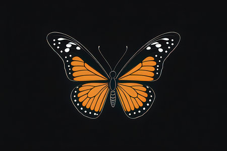 Butterfly. Vector illustration. Isolated on black background.