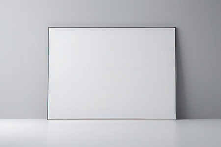 Blank picture frame on white table. Mock up, 3D Rendering