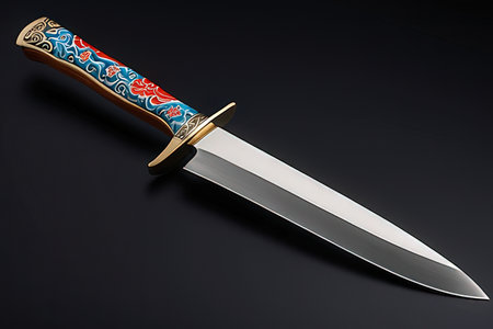 3d rendering of a knife on a black background with clipping path