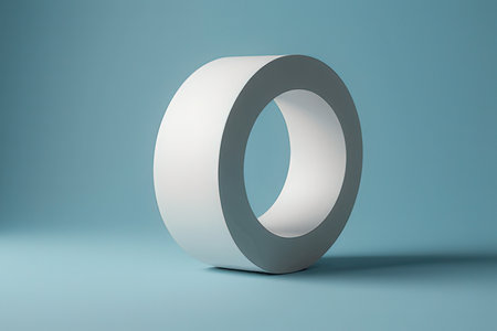 3d rendering of a white cylinder on a blue background with shadows