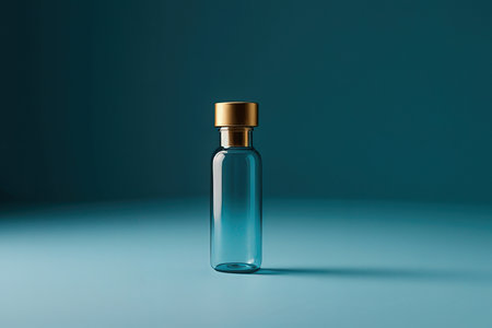Mockup of a cosmetic bottle on blue background. 3d rendering