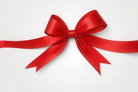 Red satin bow isolated on a white background. 3d renderの写真素材