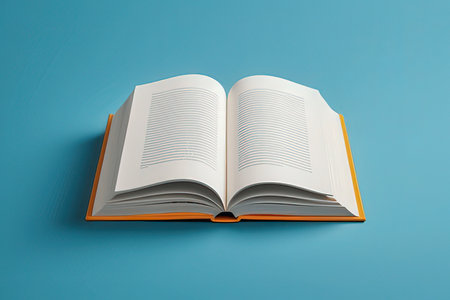 Open book on a blue background. 3d illustration. Mock up.