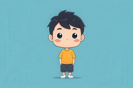 Cute little boy cartoon. Vector illustration. Cute cartoon.の写真素材