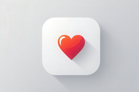 Red heart icon on white background, flat design. Vector illustration.の写真素材