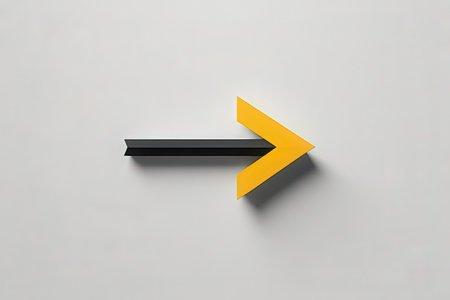 Black and yellow arrow on white background. 3d render illustration.の写真素材