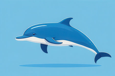 Dolphin on a blue background. Vector illustration. Eps 10.の写真素材