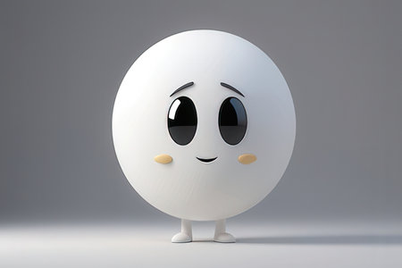 Egg character with smiley face on gray background. 3d illustration