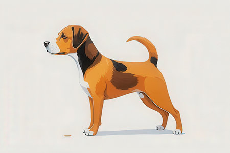 Vector illustration of a beagle dog isolated on a white background.