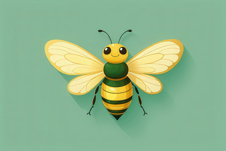 Bee on a green background. Vector illustration. Eps 10 vector file.の写真素材