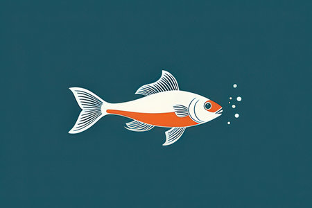Illustration of a fish on a blue background. Vector illustration.の写真素材