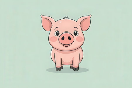 Cute pig cartoon vector illustration. Cute pig cartoon vector illustration.の写真素材