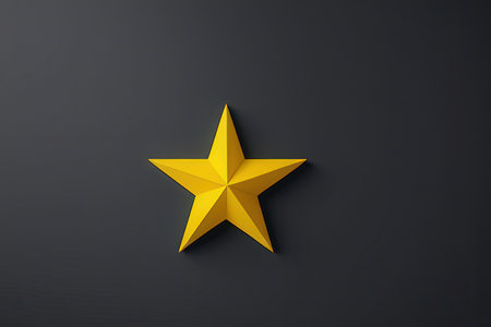 Gold star on black background. 3d rendering. Computer digital drawing.