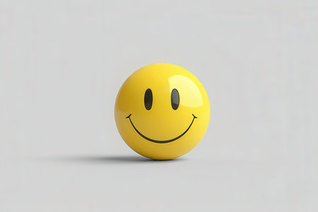 Smiling yellow smiley face on white background. 3d illustration