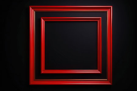 Red picture frame on black background. 3D rendering. Mock up