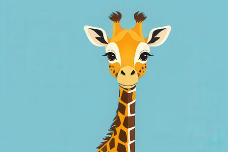 Giraffe on a blue background. Vector illustration for your designの写真素材