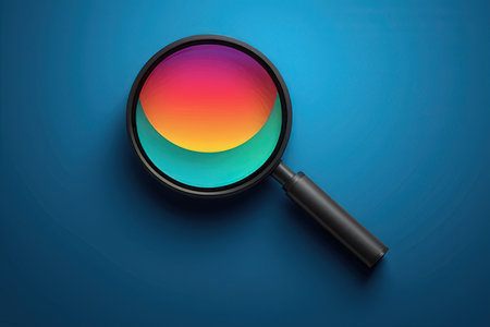 Magnifying glass on blue background. Vector illustration. Eps 10.の写真素材