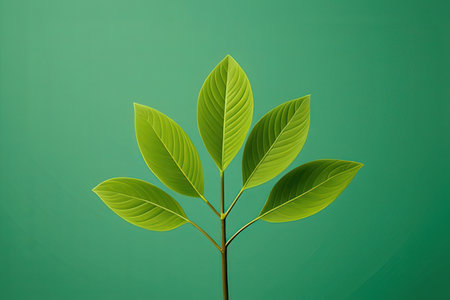 green leaf on green background with copy space for text or image.の写真素材
