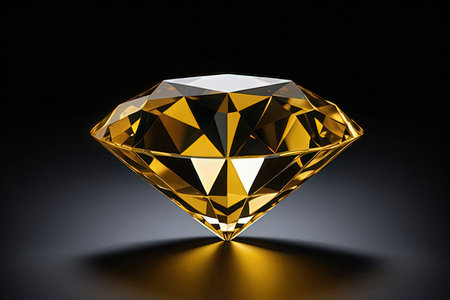 Shiny diamond on black background. 3D illustration. High resolution.の写真素材
