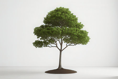 Tree in the white room. 3d rendering, 3d illustration.