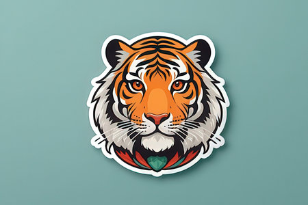 Tiger head sticker. Vector illustration of a tiger head sticker.の写真素材