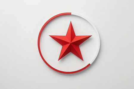 Red star icon on white background. 3d rendering, 3d illustration.の写真素材