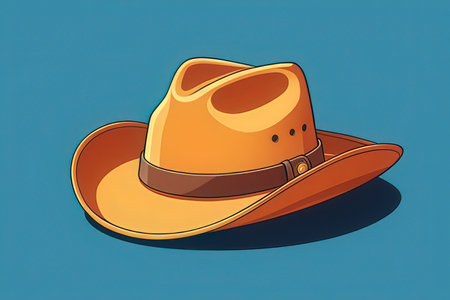 Cowboy hat isolated on blue background. 3d render illustration.の写真素材