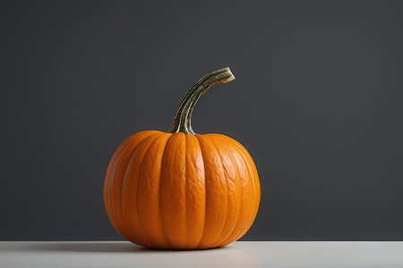 Pumpkin isolated on gray background. Halloween or Thanksgiving concept.の写真素材