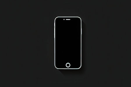 Phone with blank screen on black background. 3D rendering illustration.
