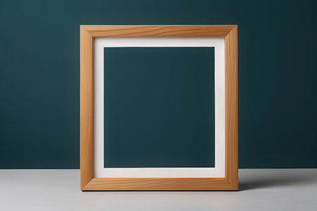 Blank picture frame on a green wall. 3d rendering.