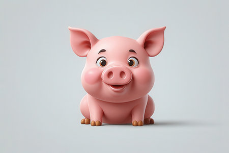 Pig on a gray background. 3d rendering.の写真素材