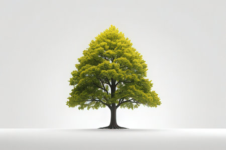 Conceptual image with green tree on white background. 3d renderingの写真素材