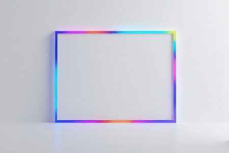 Neon frame on a white background. 3d rendering mock up