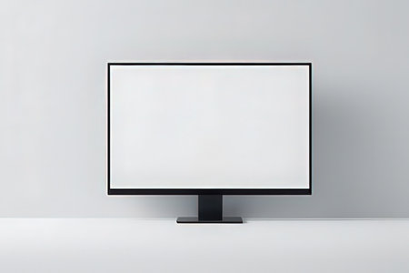 Blank screen computer monitor on white background. 3d rendering.の写真素材