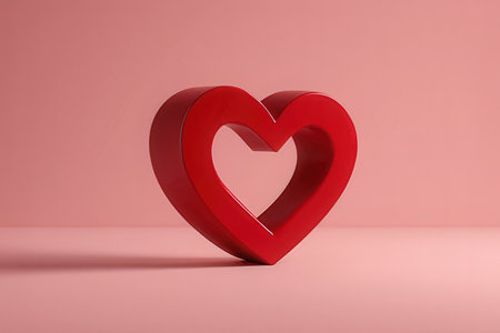 Red heart on a pink background. 3d rendering, 3d illustration.