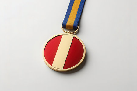 Bronze medal with the flag of Belgium on a white background.