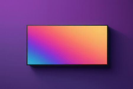 TV screen on purple background. Mock up, 3D Rendering