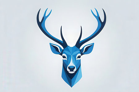 Deer head with antlers on a light background. Vector illustration.の写真素材