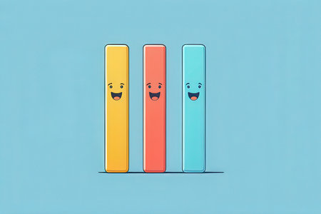 Illustration of a bar chart with happy and sad faces on a blue background