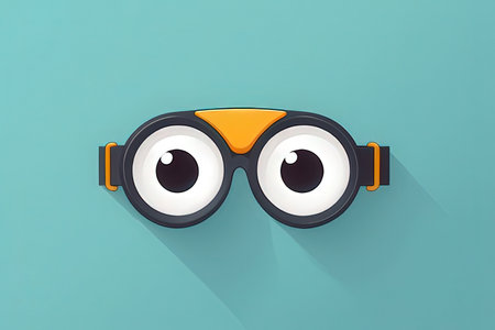 Cartoon glasses with eyes on blue background. 3d illustration.の写真素材